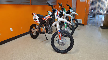 We carry both Electric & Gas Dirt Bikes in the Local Edmonton Area. Kids to Adult Dirt Bikes that will satisfy the whole family. Our smallest dirt bike is for 3-8 years old, 70cc, 110cc, 125cc, 250cc. Dirt Bikes For All Ages For Sale In Edmonton Area. We have parts inventory for these Dirt Bikes. Shipping is Canada Wide