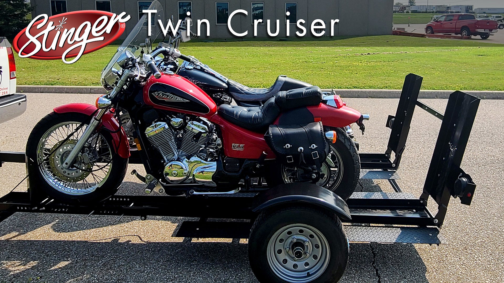 TW TWIN + TRAILER ST Olive ST(Features） Stinger Twin Cruiser – Double Folding Motorcycle Trailer