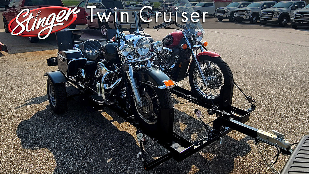 TW TWIN + TRAILER ST Olive ST(Features） Stinger Twin Cruiser – Double Folding Motorcycle Trailer